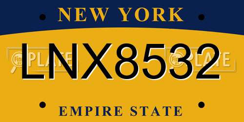 LNX8532 New York License Plate