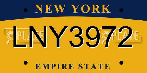 LNY3972 New York License Plate