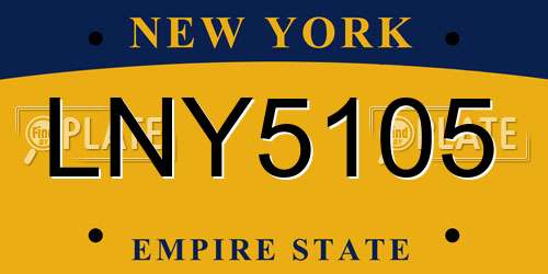 LNY5105 New York License Plate