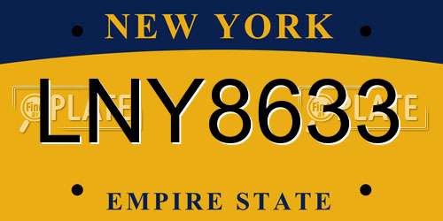 LNY8633 New York License Plate