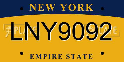 LNY9092 New York License Plate