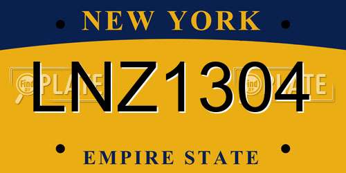 LNZ1304 New York License Plate