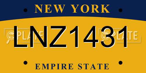 LNZ1431 New York License Plate