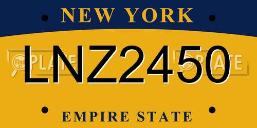 LNZ2450 New York License Plate