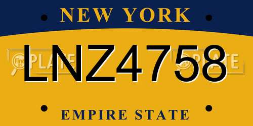 LNZ4758 New York License Plate