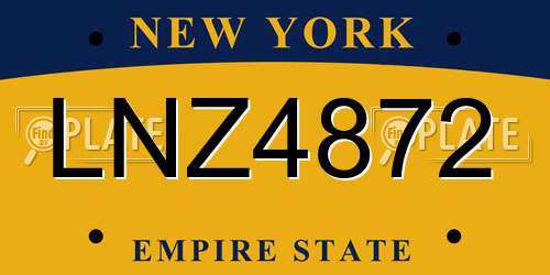 LNZ4872 New York License Plate