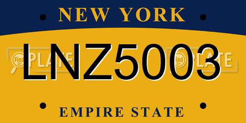 LNZ5003 New York License Plate