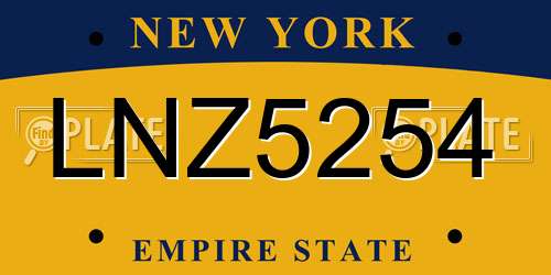 LNZ5254 New York License Plate