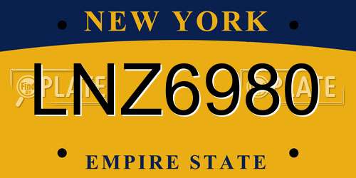 LNZ6980 New York License Plate