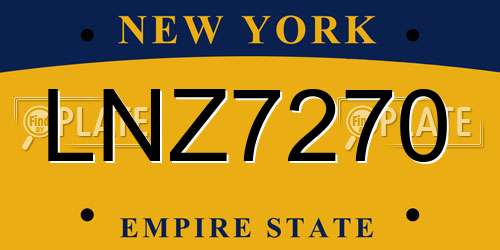 LNZ7270 New York License Plate