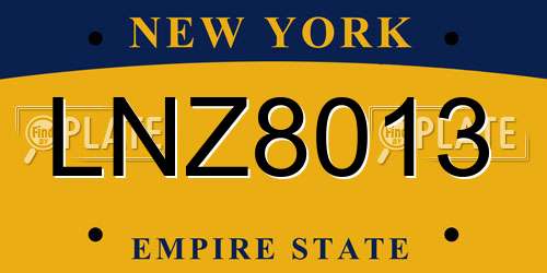 LNZ8013 New York License Plate