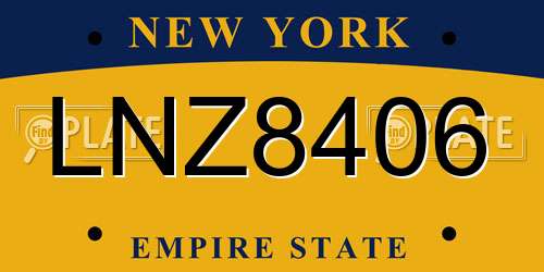 LNZ8406 New York License Plate