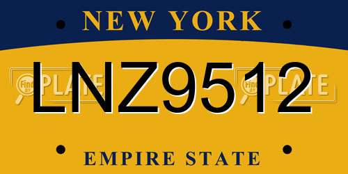 LNZ9512 New York License Plate