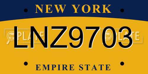 LNZ9703 New York License Plate