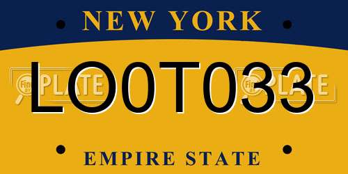 LO0T033 New York License Plate