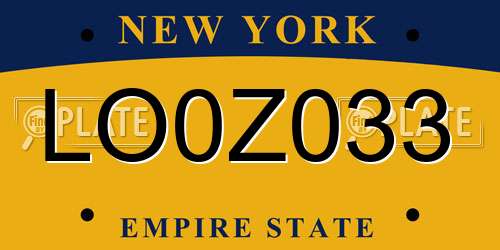 LO0Z033 New York License Plate