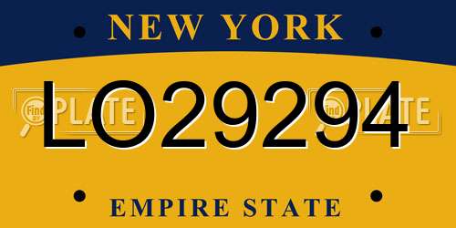 LO29294 New York License Plate