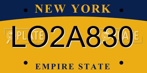 LO2A830 New York License Plate