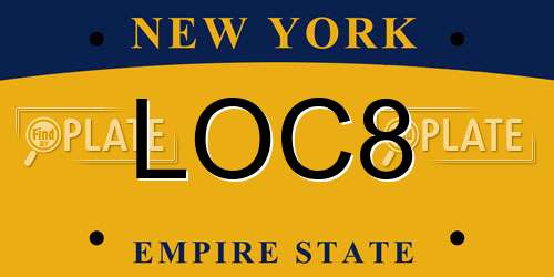 LOC8 New York License Plate