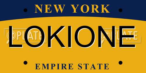LOKIONE New York License Plate