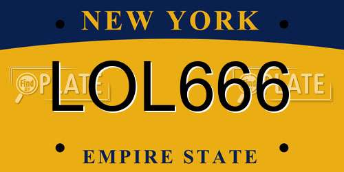 LOL666 New York License Plate