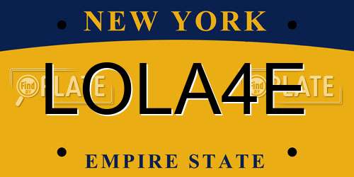 LOLA4E New York License Plate