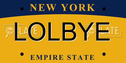 LOLBYE New York License Plate