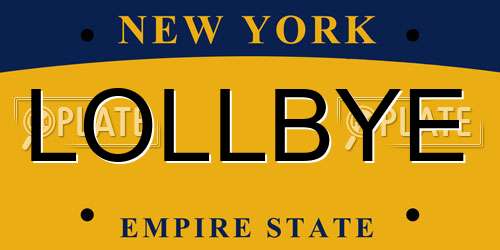LOLLBYE New York License Plate