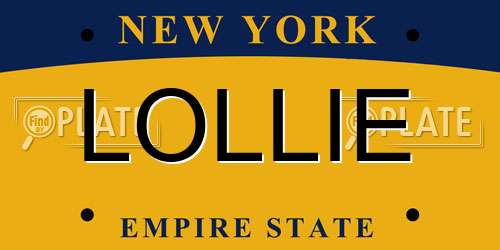 LOLLIE New York License Plate