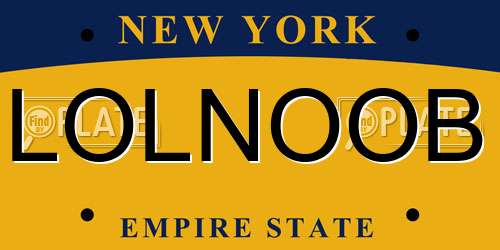LOLNOOB New York License Plate