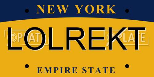 LOLREKT New York License Plate