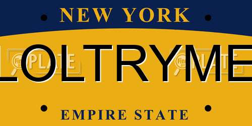 LOLTRYME New York License Plate