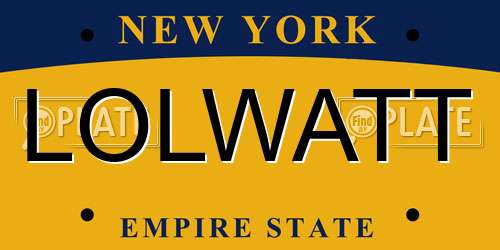 LOLWATT New York License Plate