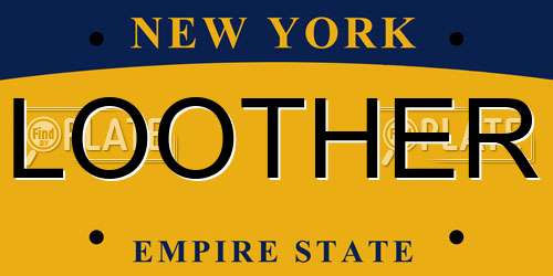 LOOTHER New York License Plate