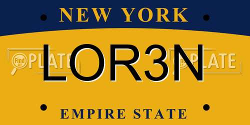 LOR3N New York License Plate