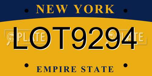 LOT9294 New York License Plate
