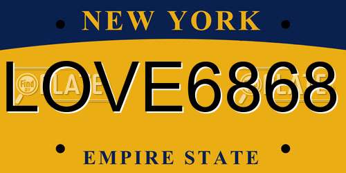LOVE6868 New York License Plate