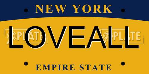 LOVEALL New York License Plate