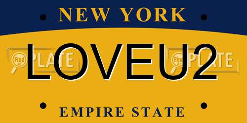 LOVEU2 New York License Plate