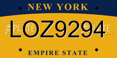 LOZ9294 New York License Plate
