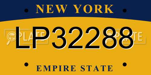 LP32288 New York License Plate