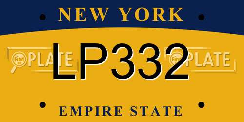 LP332 New York License Plate