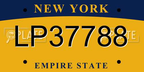 LP37788 New York License Plate