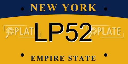 LP52 New York License Plate