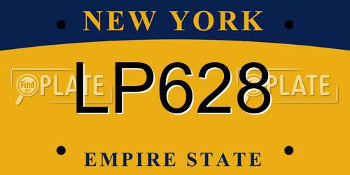 LP628 New York License Plate