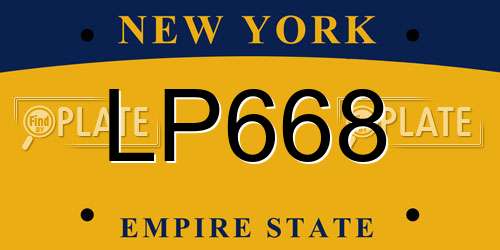 LP668 New York License Plate