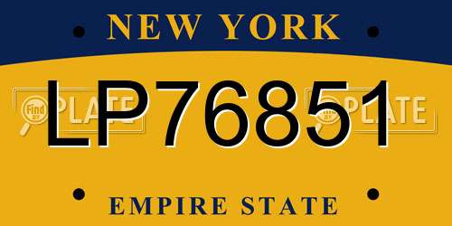 LP76851 New York License Plate