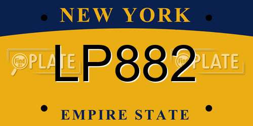 LP882 New York License Plate