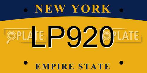LP920 New York License Plate
