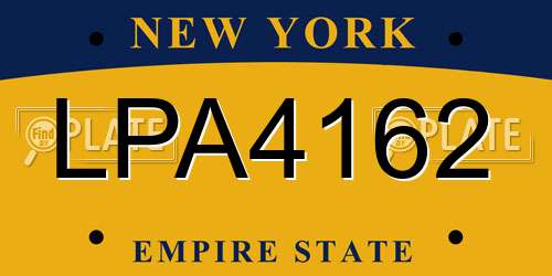 LPA4162 New York License Plate